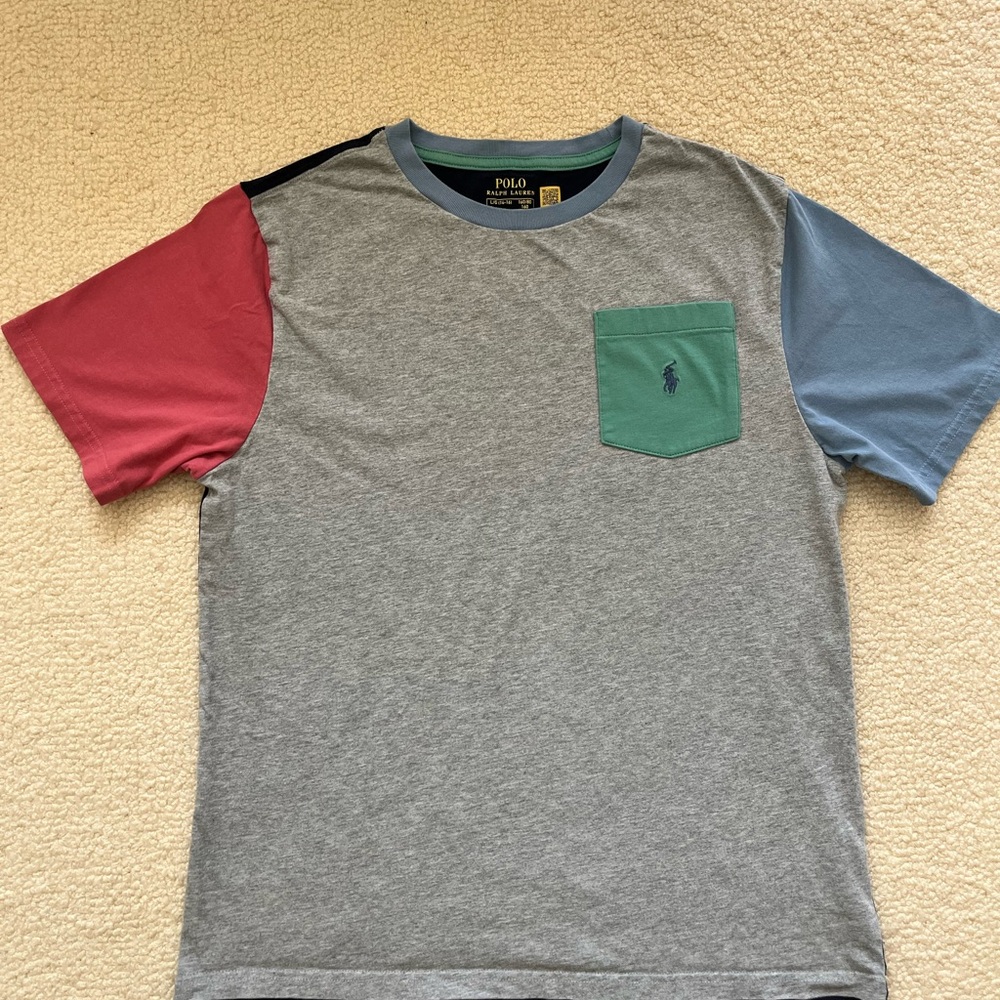 Polo by Ralph Lauren Men’s Colorblock Grey Pocket Tee/ Big Boys